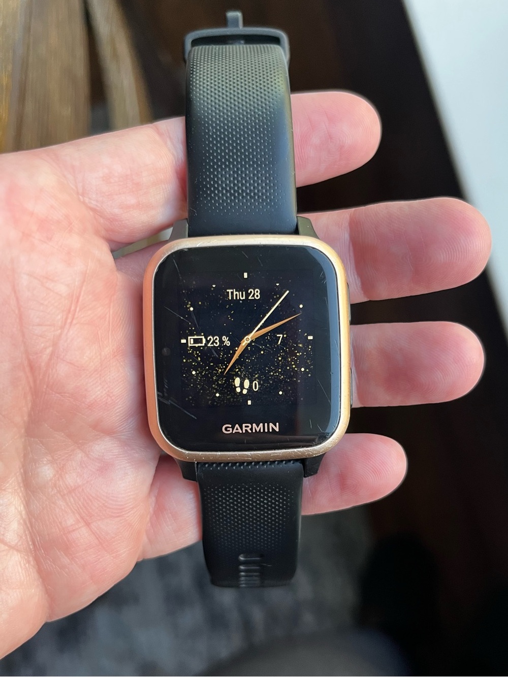 Garmin Venu Sq Black Smartwatch with Rose Gold Trim - Picture 2 of 4
